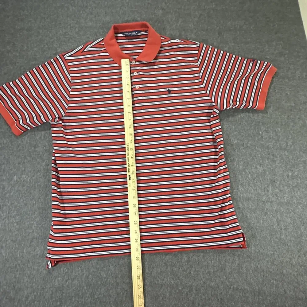 Polo Golf‎ Ralph Lauren XL Orange Stripe Pima Cotton Polo Rio Grande Club Logo